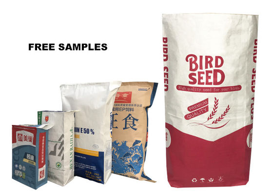 आटा पैकेजिंग के लिए 5kg 10kg 15kg 20kg 20LB 2 परतें या 3 प्लाई मल्टी वॉल पेपर बोरे