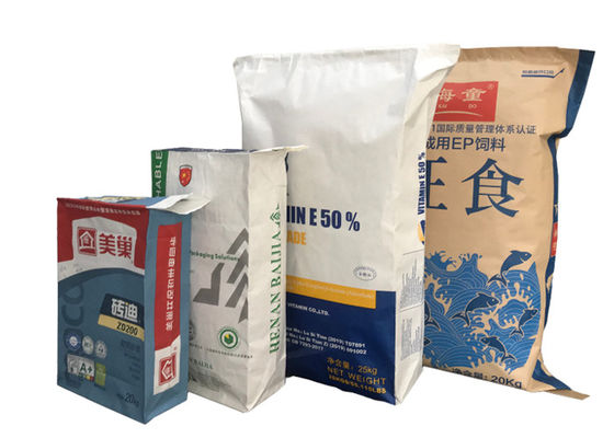 पर्यावरण के अनुकूल पुनर्नवीनीकरण मल्टीवॉल क्राफ्ट पेपर बैग खाद्य ग्रेड गेहूं का आटा पेपर बैग