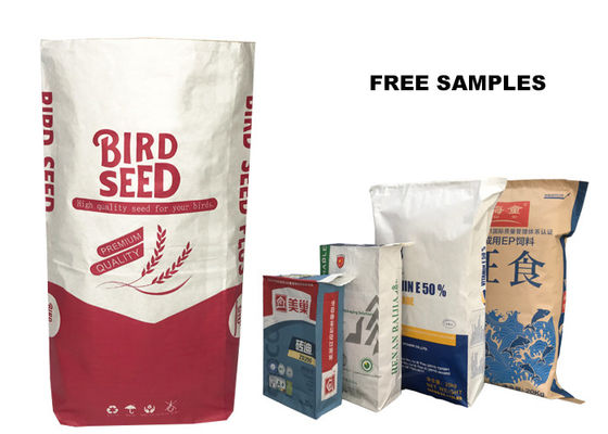 मल्टी लेयर्स प्लेन क्राफ्ट पेपर वाल्व फ्लोर पैकिंग बैग फूड ग्रेड 20kg 25kg