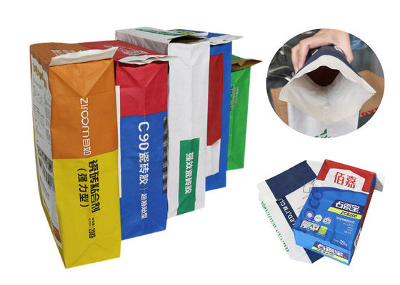 फ्लेक्सो प्रिंटिंग केमिकल पेस्टेड वाल्व मल्टीवॉल पेपर बैग पीई फिल्म 2 परतें